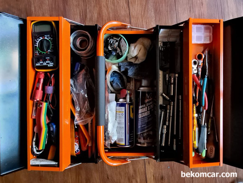 My home tool box with essential tools for DIY car maintennance|bekomcar.com