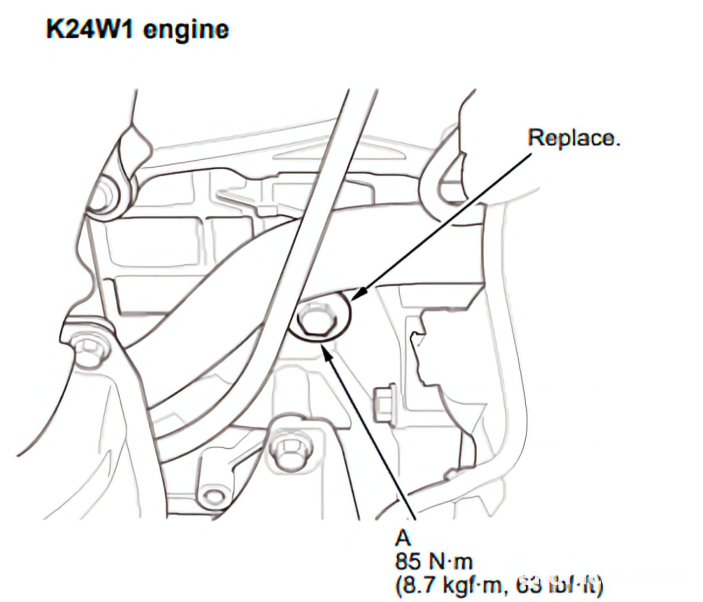 K24W1 엔진블럭 냉각수 드레인플러그 토크 85Nm 위치 및 와셔크기 28mm|بيكومكار  (bekomcar)