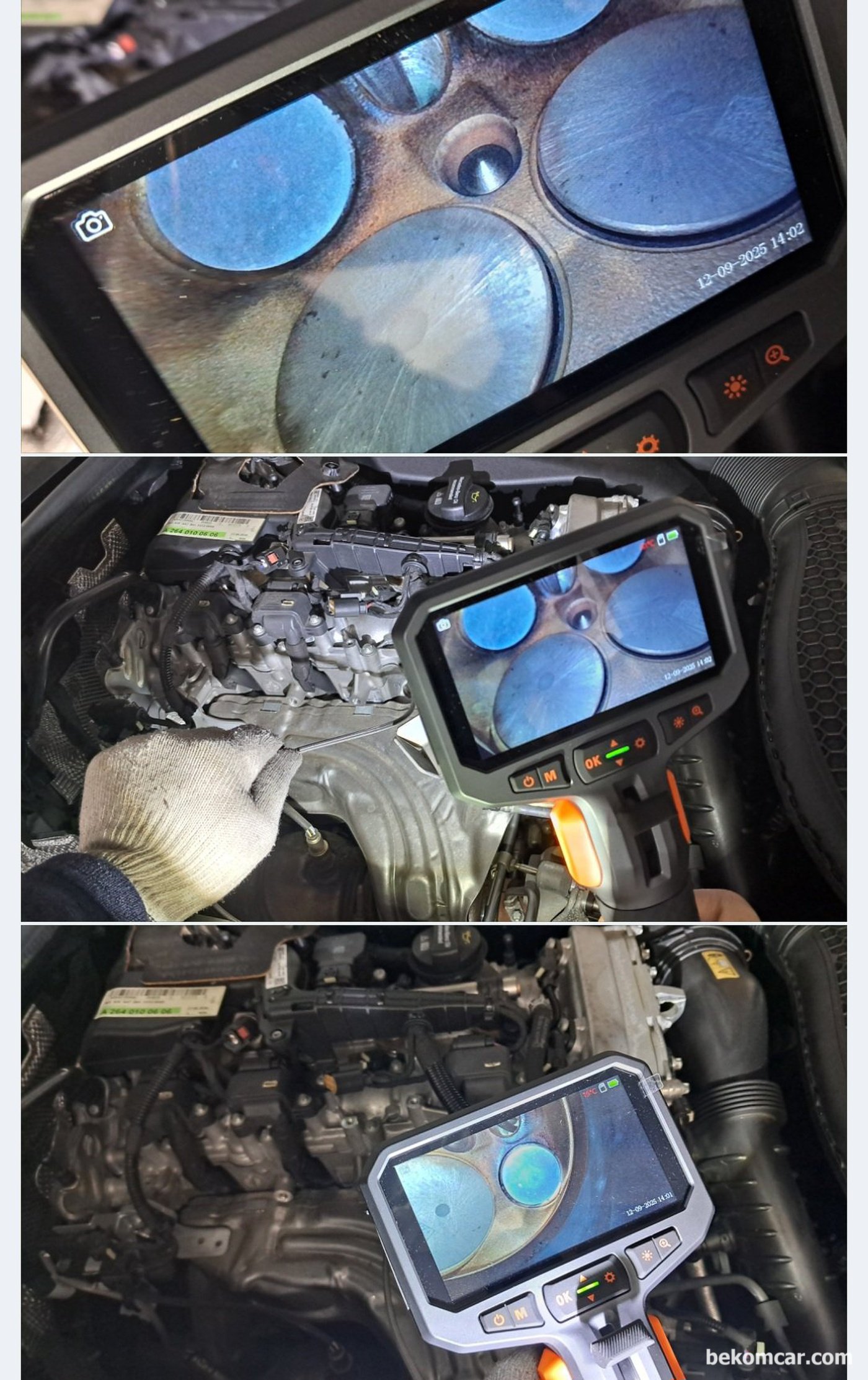 범생이 벤츠 W213 E350 2021 중고차 구매전 점검 기록마무리 한다. 실린더 내시경 점검이다. 실린더 밸브등이 놀랍게도 깨끗하다.|베콤카 차량정밀진단