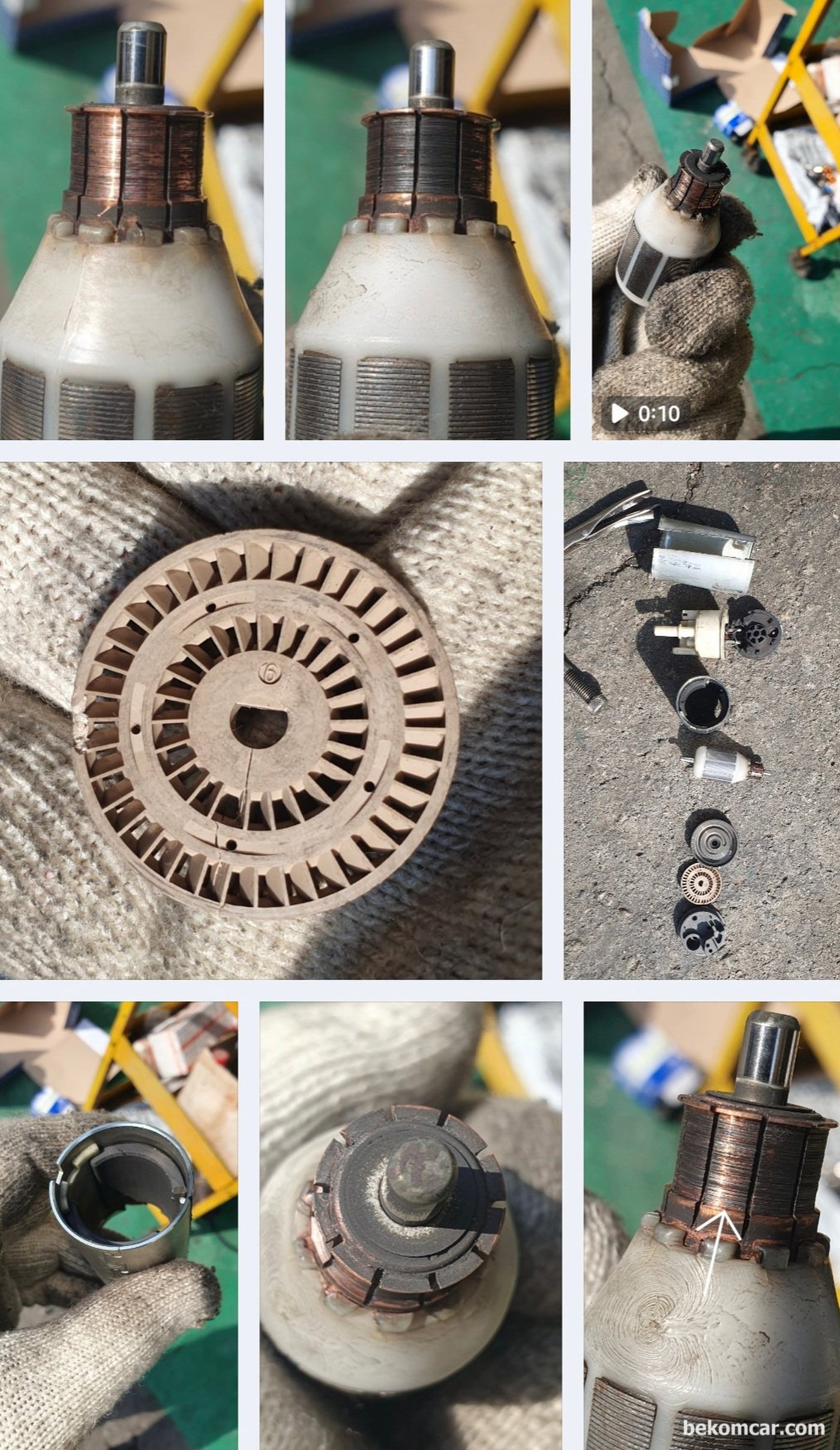 벤츠 W211 2007년 E200K 차량, 주행중 시동꺼짐 원인 연료펌프 이다. 브러시와 접촉하는 세그먼트 부분이 완전 매롱이다. 비행기의 프로펠러 역할을 하는 임펠러는 정상 상태이다.|贝科姆汽车 (bekomcar)