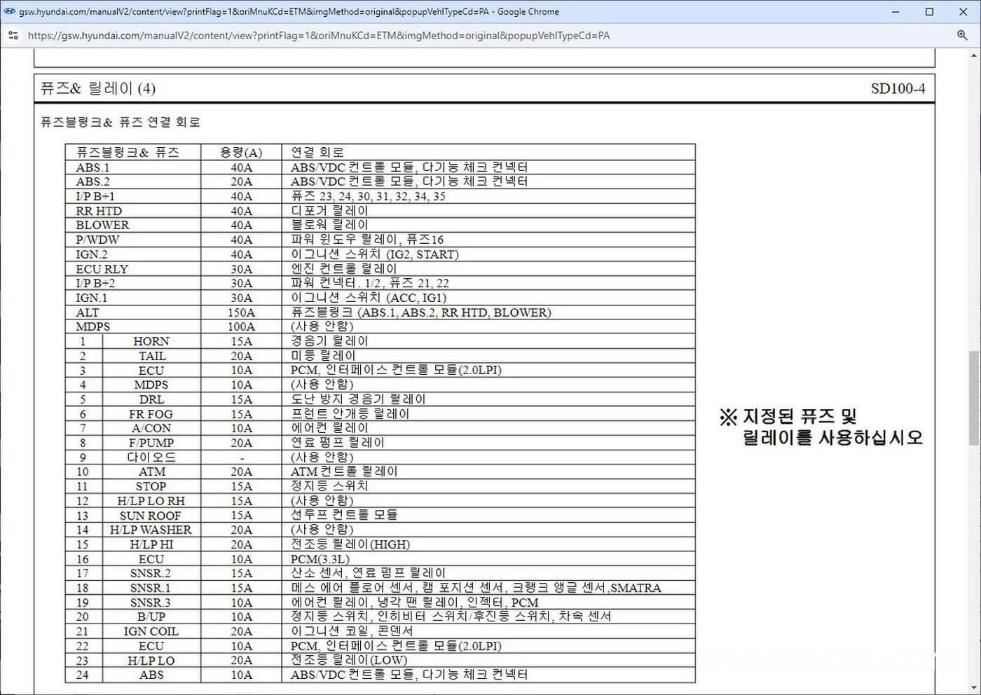 자료출처: 현대자동차 https://gsw.hyundai.com 엔진 컨트롤 회로 (2.0L/2.4L)(4)|贝科姆汽车 (bekomcar)