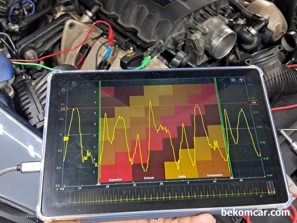 카이엔 V8 4.8L 타이밍, 밸브간극, 실화, 부조 등 배기펄스 분석|베콤카 차량정밀진단