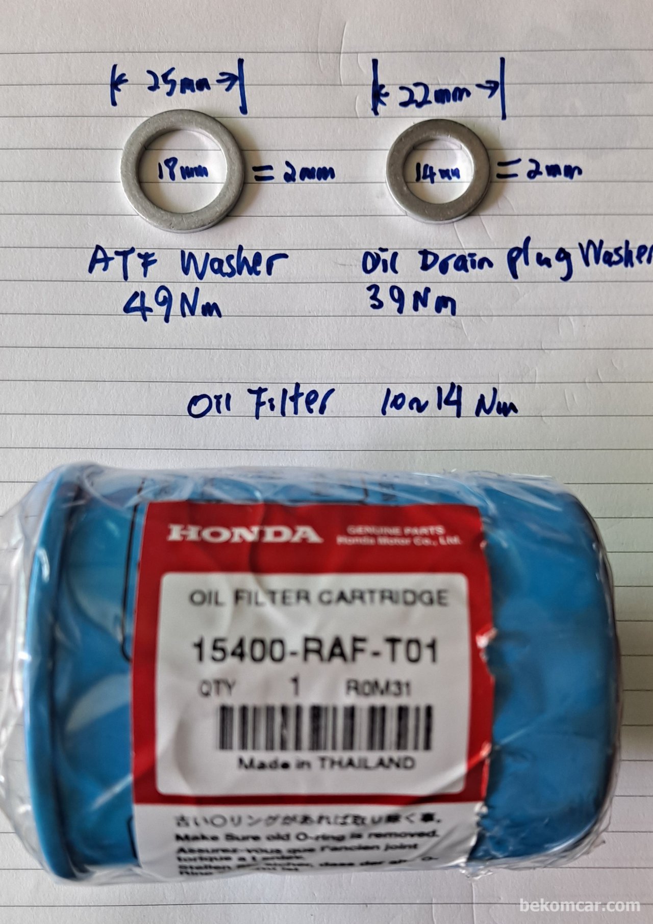 Top Image-ホンダエンジンオイルフィルター部品番号＃15400-RAF-T01|ベコムカー (bekomcar)