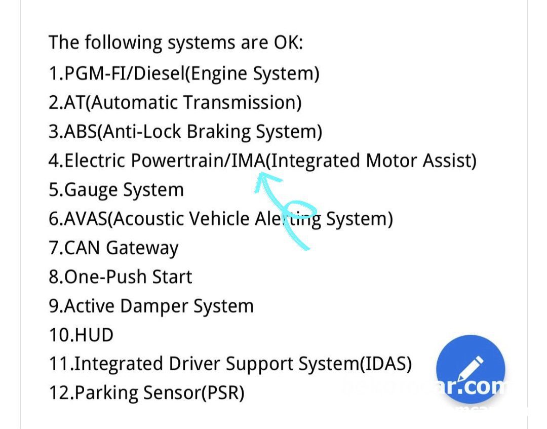 어코드, CRV, 시빅, 볼보, 벤츠등 하이브리드 중고차구입시 체크사항 하나, 우선 IMA등 항브리드 시스템에 고장코드가 없어야 한다. 진단기로 하이브리드 관련 모듈을 꼭 자세히 점검하도록 한다. 물론 전체 Full System 전장시스템 점검은 필수이다.|贝科姆汽车 (bekomcar)