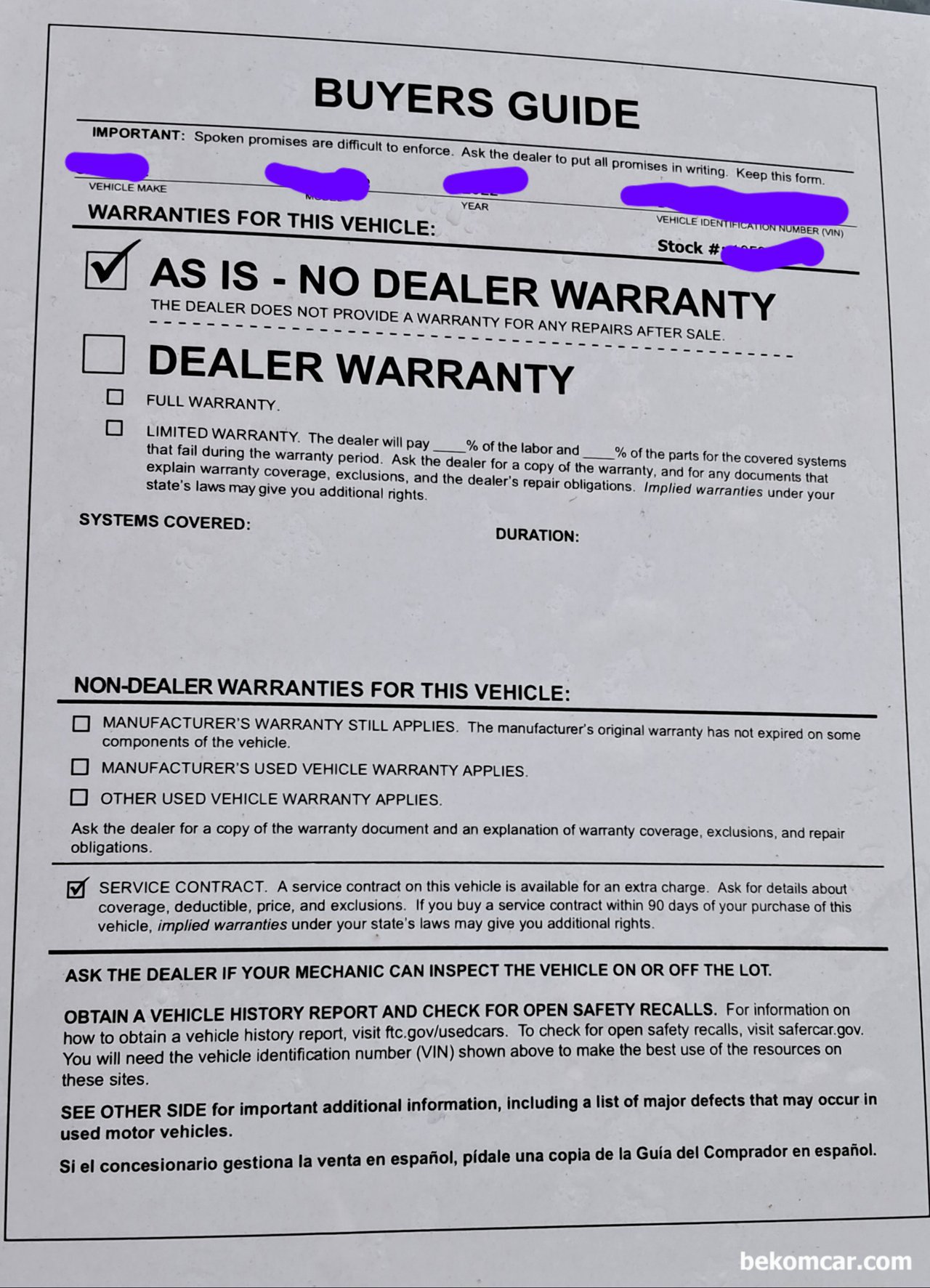 해외 차량직수입시 참고사항, AS IS NO DEALER WARRANTY 조항, 해외 차량직수입시 참고사항, AS IS NO DEALER WARRANTY 조항은 상당한 의미가 있다. 해외 직수할 차량이 있으면 전문가에 의뢰하는것이 권장된다.|bekomcar.com