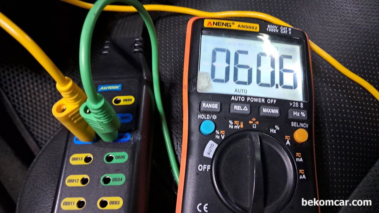 차량내 채시. ECU그라운드 CAN BUS 종단저항등 진단, CAN BUS 종단 저항값 (Terminating Resistor) 약 60옴 으로 정상이다. 120옴 이거나 하는경우 저항중 하나가 고장이다.|베콤카 중고차구매진단