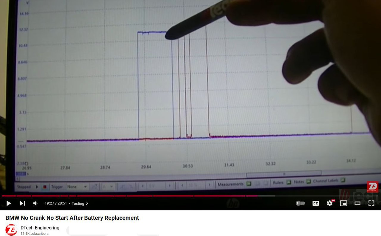 BMW 시동불능 원인중 Wake Up Signal의 중요성, 4가지 필수 확인사항, BMW 시동이 걸리지않는경우 CAS등의 관련모듈의 1)파워 2)그라운드 3)시그널 4)웨이크업 이렇게 4가지를 점검해야 오진을 줄 일수 있다. 가장먼저 배터리 IBS부터 점검해야 한다.  Courtesy of DTech Engineering, https://www.youtube.com/watch?v=YIeC-0ot1Yg|베콤카 중고차구매진단