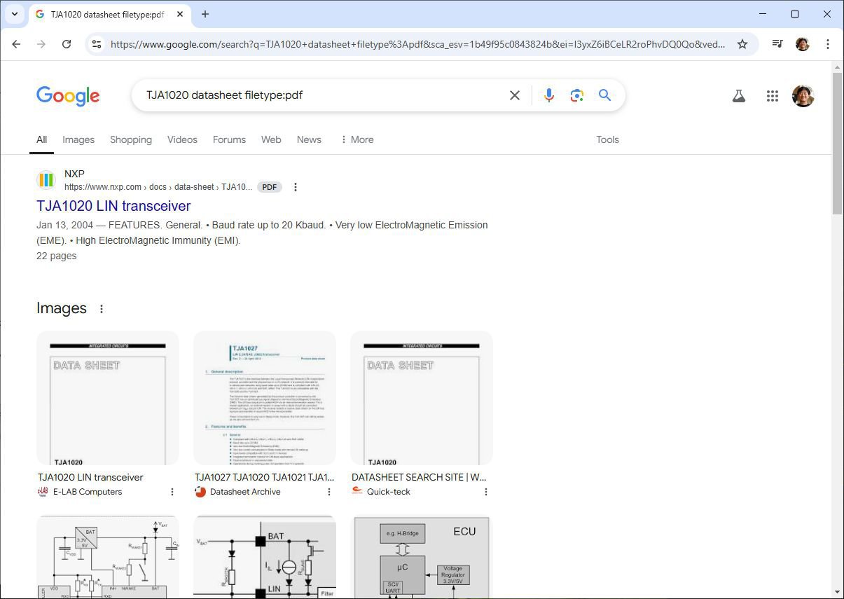 ECU수리시 MOSFET등 각종 반도체부품 데이터시트 검색시 팁, '검색어_datasheet_filetype:pdf ' 처럼 한다. _ 언더스코어는 Blank 한 칸 뛰기 이다. 'TJA1020 datasheet filetype:pdf' 처럼 하면된다. 아래 실제 샘플 참고한다. filetype:pdf 옵션은 검색결과중(SERP) PDF 파일이 있는것만 보여달라는것이다. 응용으로 전국정비소명단이 필요하면 '전국카센터목록 filetype:xls' 처럼 혹 '카센터목록 filetype:hwp' 처럼 하는것도 있다. 내가 원하는 내용에 따라서 검색결과 (SERP) 를 다르게 할 수 있다.|贝科姆汽车 (bekomcar)