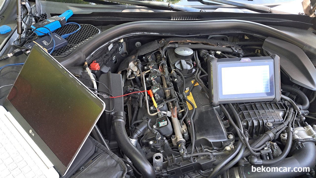 오일세퍼레이터 와 공습경보 고주파소음 관계, BMW G12 740Li 사례, BMW G12 740Li 베콤카 건강검진 과정중이다. 아이들 상태로 약 1시간정도 지나면서 갑자기 사이렌소음이 발생했다. 오일세퍼레이터 소음으로 잠점 판단한다.|بيكومكار (bekomcar)