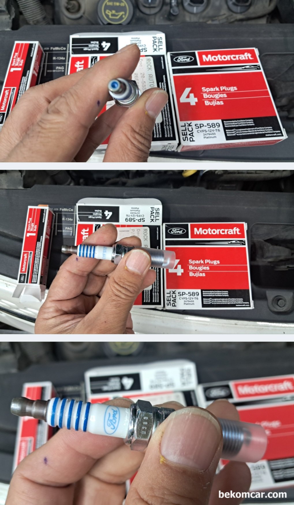 순정 or OEM 부품이 중요성, 포드 익스플로러 ECU교체 사례, 포드자동차의 FoMoCo Motorcraft 순정 점화플러그 이다. 각 자동차 마다 특징이 있다. 꼭 각 차량에 최적화된 순정 혹 OEM 점화코일이나 점화플러그 를 사용하는것이 돈 버는 길이다.|ベコムカー (bekomcar)