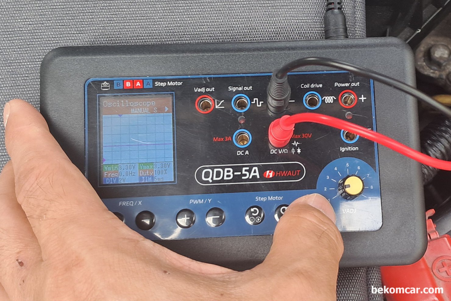 QDB-5A Car Sensor Tester (센서 시뮬레이터) 테스팅 기록, QDB-5A Car Sensor Tester (센서 시뮬레이터) 테스팅 기록이다. 간단한 오실로스코프 기능인데, 그냥 참고로만 한다. 재미로 테스팅 해 보는데, 아주 간단한 스코프 기능은 가능한것 같다.|bekomcar.com