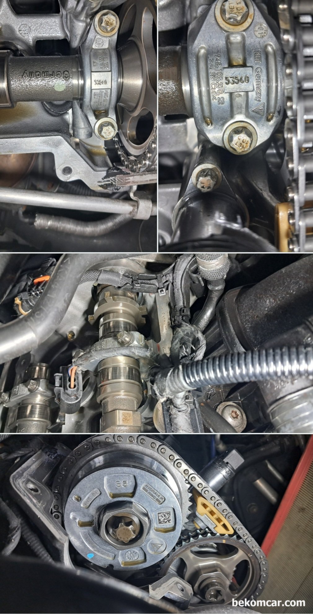 베콤카에서 제공한다는 엔진정밀 진단 서비스에 관하여, 캠새프트 등 고장이 나면 엔진 분해하지 않고 고장 여부를 확인 할 수 있나요?, 이 엔진은 포르쉐 카이엔 엔진으로 실제 베콤카에서 엔진분해 하기전에 뱅크1 흡기 캠페이저 고장으로 진단 했던 사례이다. 실제 확인해보니 캠페이저 유격이 심한경우 이었다. 자동차 엔진고장 진단은 경험과 과학 그리고 데이터 사이언스 의 결합이 되면 더 좋을듯 하다.|بيكومكار  (bekomcar)