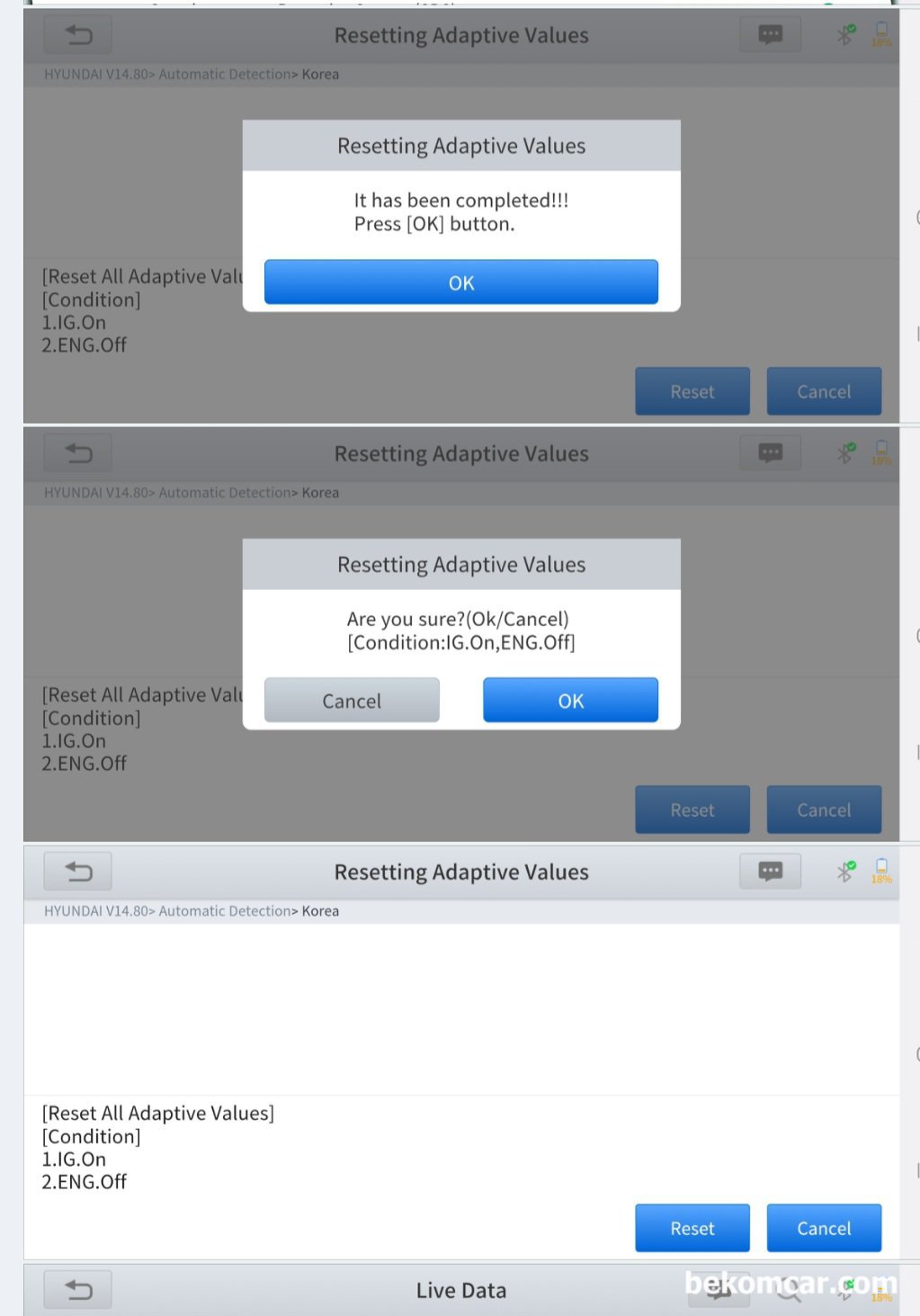 현대자동차 2019년 G80 3.3L GDI 쓰로틀바디 청소 및 학습값 리셋, 현대자동차 2019년 G80 3.3L GDI 쓰로틀바디 청소후에 진단기 특수 기능을 활용하여 ECM에 학습된 쓰로틀바디 보정값을 초기화 해 준다.|بيكومكار  (bekomcar)