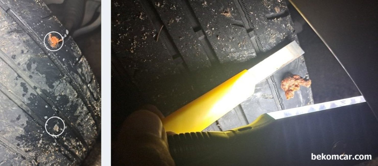 타이어 펑크, 때웠는데도 바람이 빠진다. 왜 일까?, 타이어 펑크, 때웠는데도 바람이 빠진다. 왜 일까? 전에 스크류 박혀 있는곳 옆에 또 스크류가 박혀있다. 타이어 공기주입구 쉬레이더밸브(구찌?)로 바람이 빠지기도 같이 체크해준다.|bekomcar.com