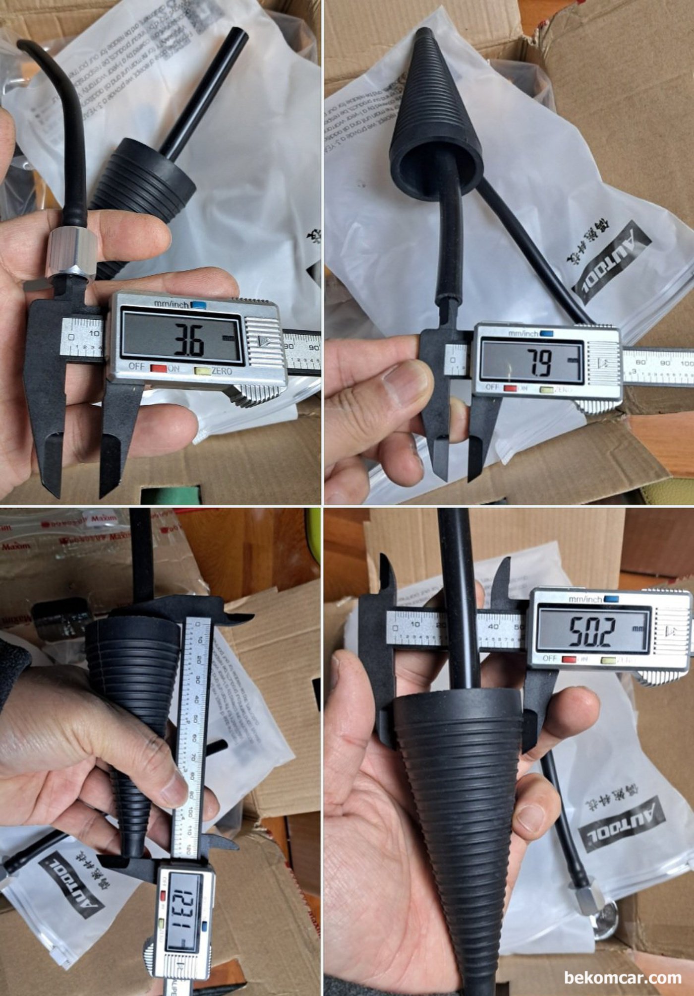 엔진 타이밍 등 정밀진단시 필요한 공구들 정리, 원래는 스모크머신에 있는 밀봉용 아답터인데 라디에이터 캡, 냉각수 보조통 및 기타 진공. 압력 센서 사용시 다양한 크기의 호스등 밀봉에 사용된다.|ベコムカー (bekomcar)