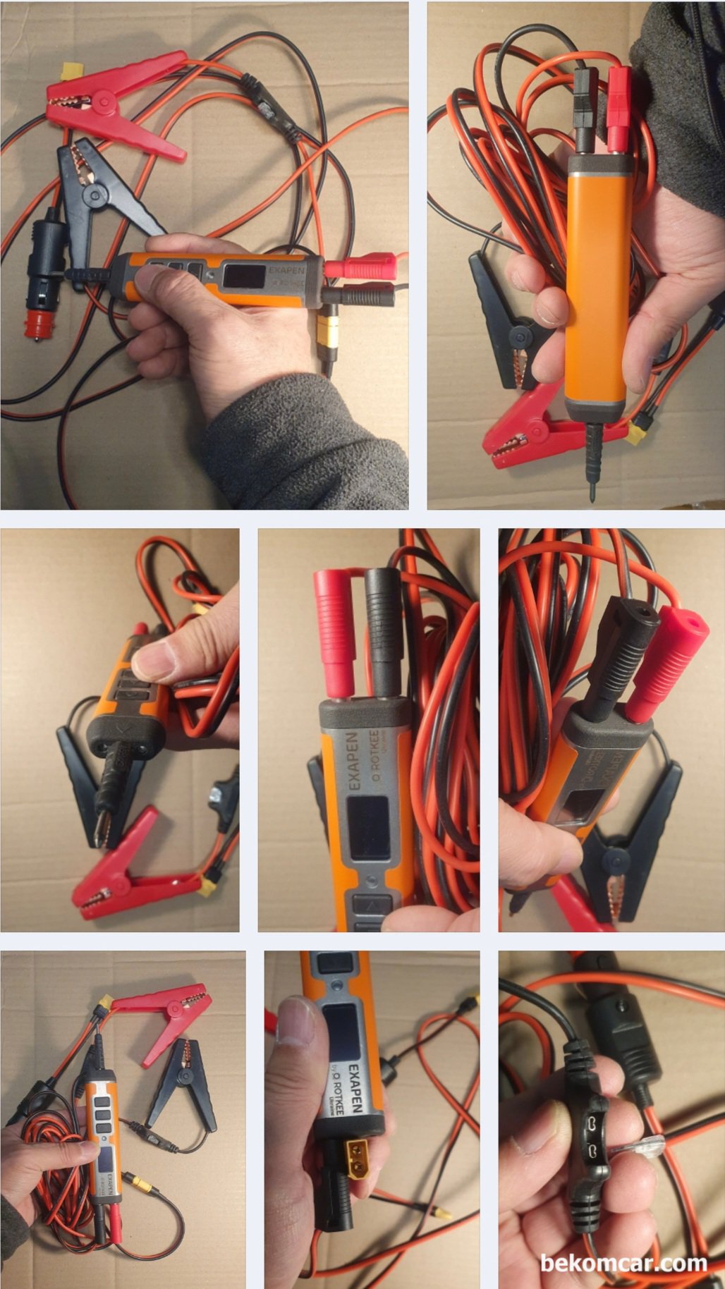 전기진단 정비에 필수, ROTKEE ExaPen 신 개념 회로테스터기, ROTKEE ExaPen 신 개념 자동차 회로테스터 여러가지 구성품 사진들이다. 30V까지 지원되어 승용차 상용차등 각 종 전기고장 진단에 사용된다.|贝科姆汽车 (bekomcar)
