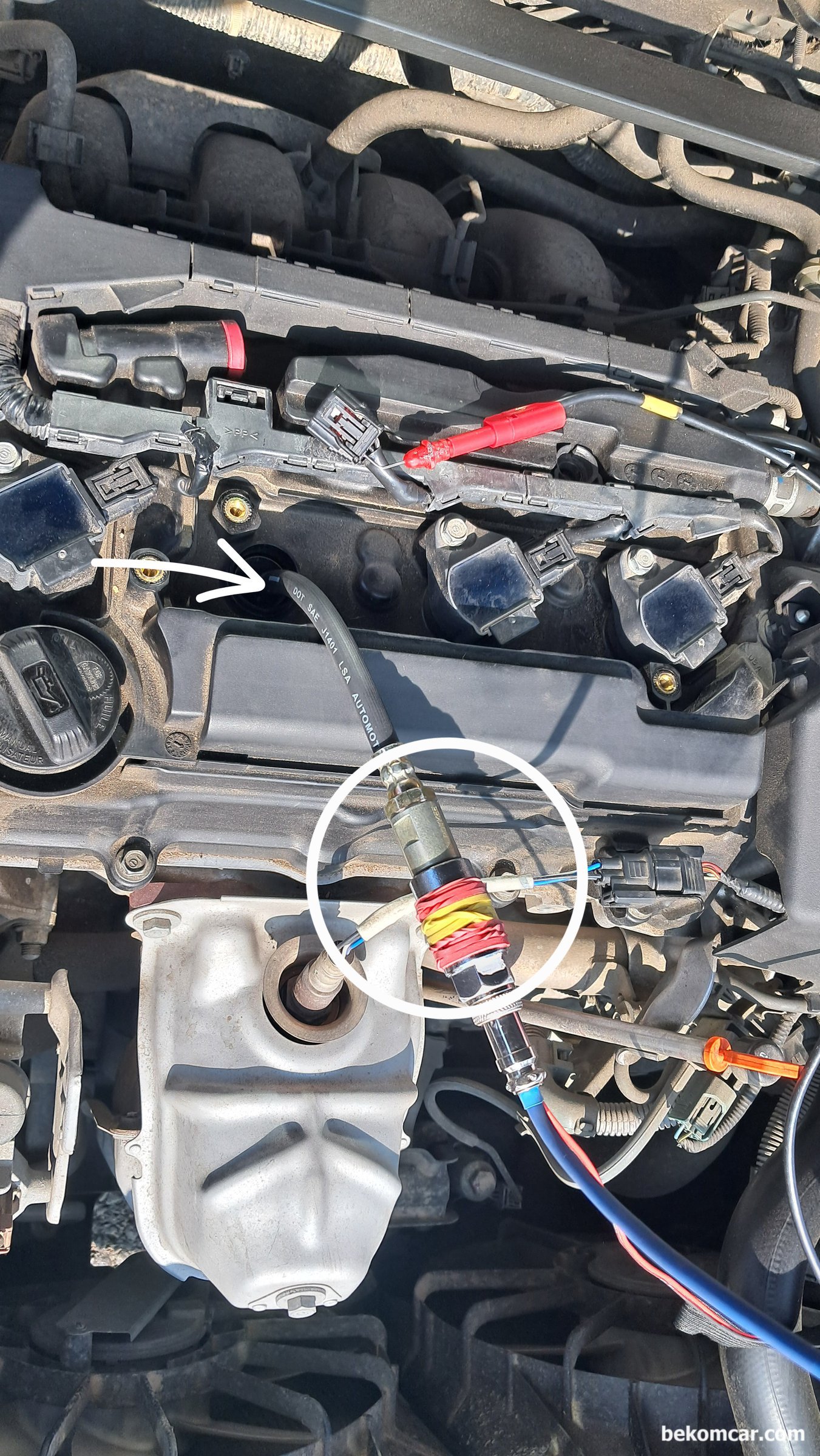 자동차전용 오실로스코프 & 실린더압축압력센서 등 정비사세트 AA 3세트 판매 (결제후 즉시 배송), 혼다 어코드 차량 HS512Max 와 PS16 실린더압축압력센서 와 트리거채널용 BNC케이블 탐침하면서 엔진압축압력, 배기밸브타이밍, 흡기밸브타이밍, 촉매.배기 막힘, 실린더누설 등 을 진단하고 있다.|베콤카 차량정밀진단