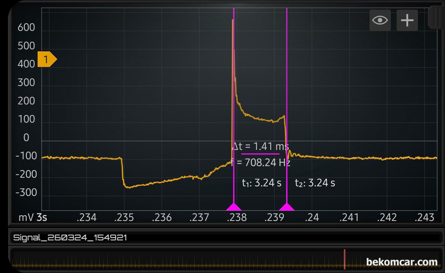 공연비 농후 P0172 진단기록, 혼다 어코드 9세대 2.4L 약 26만키로 주행, 점화2차 파형분석은 점화코일, 점화플러그, 인젝터 분사량, 흡기밸브, 배기밸브, 피스톤등 상당한 부분의 상태를 알 수 있게 해준다. 공연비 농후 P0172 와 초기주행후 출발시 시동꺼짐 등 현상관 관련하여 엔진상태를 점검한다. 베콤카 P0172 농후 진단차량은 약 26만키로를 주행한 혼다 어코드 9세대 2.4L 이다.|bekomcar.com
