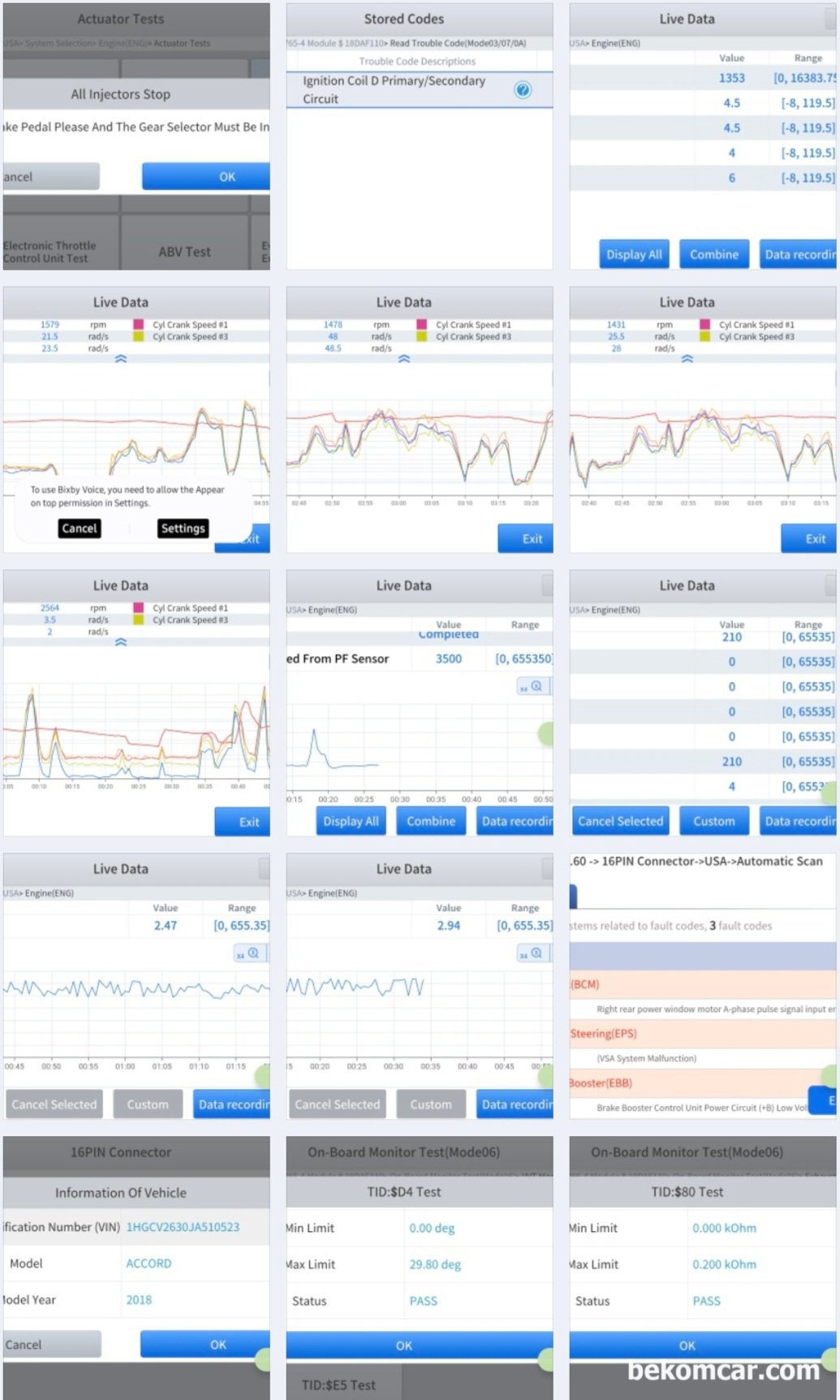 정비사로 기분이 좋을때, 정확한 진단을 통하여 고객 스트레스 가 사라질때, 혼다 어코드 10세대, 약 7년정도 시동지연, 베콤카 정밀 진단 과정으로 기본적인 실화, 부조, EGR, 산소센서, MAP, MAF 등 포함 데이터 분석과 시험 주행을 하면서 ㅔ이터를 수집하여 분석하는 과정이다. 부조나 실화 그리고 시동 지연등 운행성 에 문제가 있는 경우 꼭 주행 시험하면서 데이터를 수집하여 분석해야 한다.|bekomcar.com