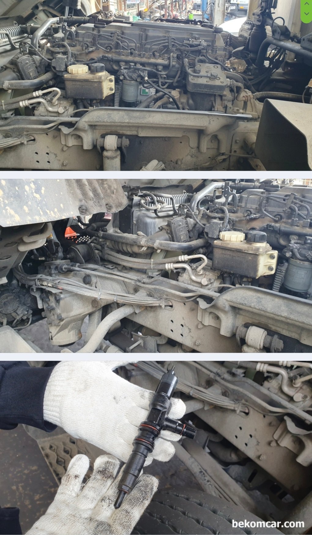 현대자동차 파비스 캔 통신 실습차량, 엔진등 차량 사진기록, 베콤카 정비소 출장 캔 통신 워크샵에 사용한 현대 파비스 트럭. ECM 위치가 접근성이 매우 좋다. 코넥터 3개만 접근하면 차량내 대부분 진단에 큰 도움이 된다. 그리고 사용되는 인젝터는 일반적인 승용차와 좀 다른것 같다. 크기는 비슷한데 모양이 다르다는 의미이다.|贝科姆汽车 (bekomcar)