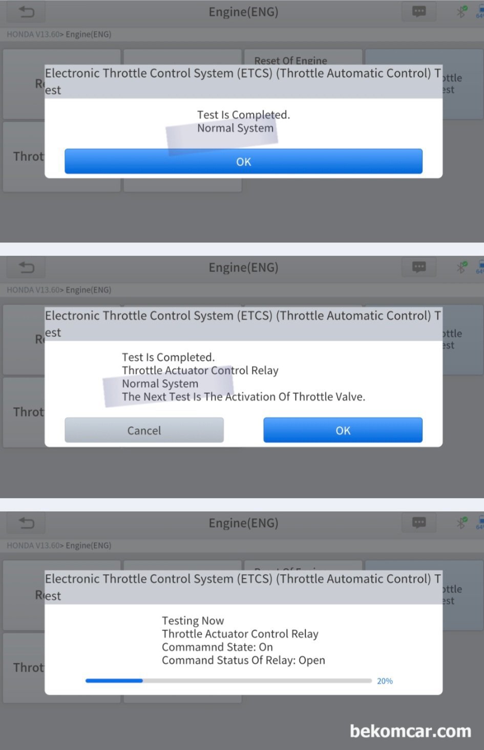 혼다어코드 2015 'P2101 ETCS 쓰로틀바디 제어시스템 기능불량' 진단 및 정비사례, 혼다어코드 2015, 'P2101 ETCS 쓰로틀바디 제어시스템 기능불량' 고장코드, 진짜 쓰로틀바디 가 고장나서 교체를 해야할까? 쓰로틀바디가 정상인지 아닌지 ECM 시뮬레이션을 한다. 진단결과, 전기적 및 물리적 쓰로틀바디 상태는 정상으로 진단한다. 시동꺼짐 원인은 따로 있다.|bekomcar.com