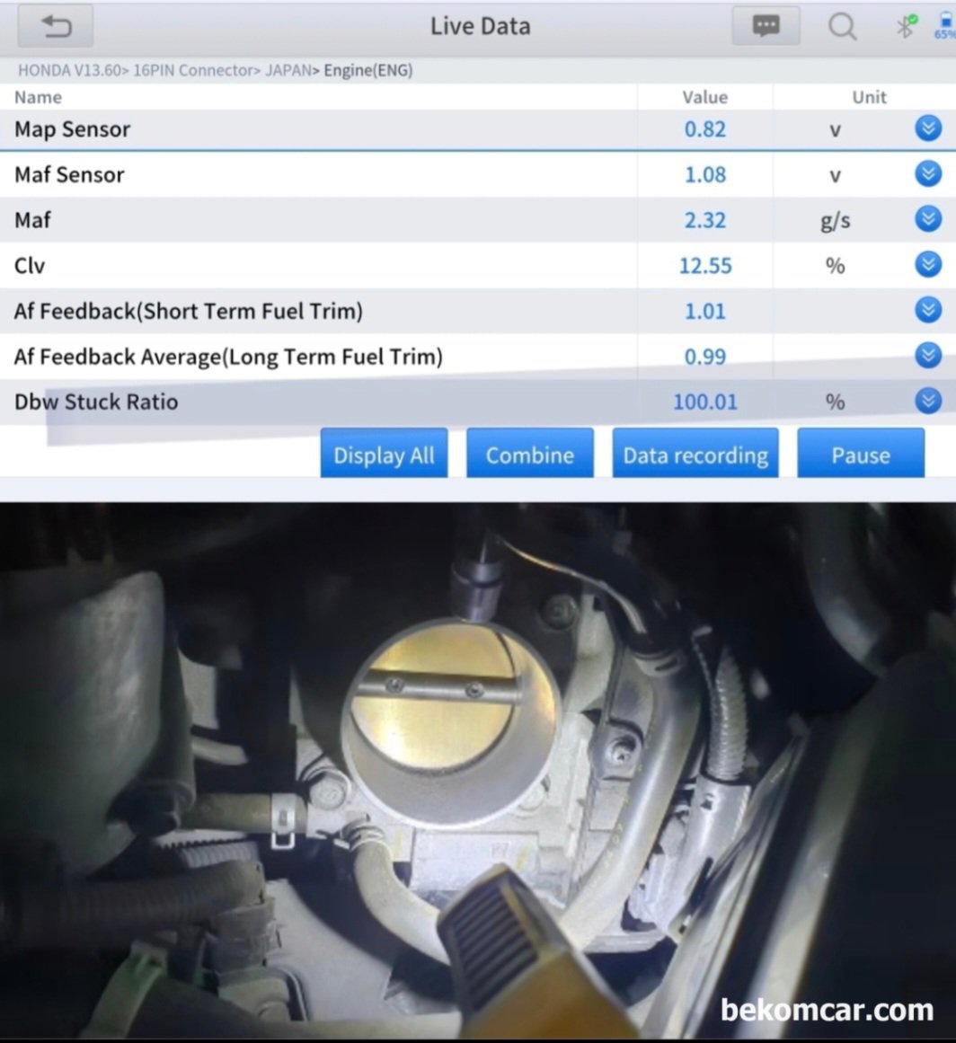 혼다어코드 2015 'P2101 ETCS 쓰로틀바디 제어시스템 기능불량' 진단 및 정비사례, 혼다어코드 2015, 'P2101 ETCS 쓰로틀바디 제어시스템 기능불량' 고장코드, ECM 시뮬레이션 점검 결과 쓰로틀바디는 고장이 아니다. 단지 카본이 너무 많이 쌓여서 ECM 이 원하는 만큼 제대로 작동이 안되어 발생한 고장코드 이다. 크리닝후 TPS 재 학습하면 해결될것이다.|bekomcar.com