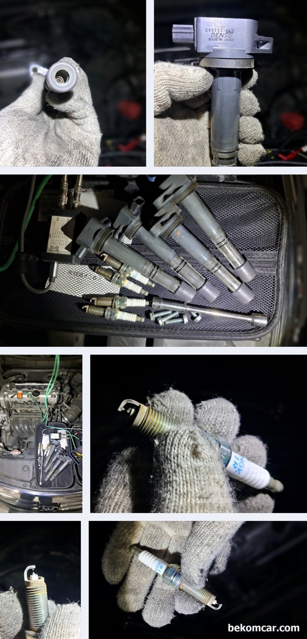 혼다 어코드 8세대 2.4L 중고차 검수과정 요약기록, 베콤카 방식, 혼다 어코드 8세대 2.4L 중고차 검수과정 요약기록, 점화코일 및 점화플러그 등 엔진상태는 합격이다. 실린더 내부 상태는 최적은 아니지만 그래도 합격이다. 점화플러그도 NGK 순정 이고 점화코일 역시 DENSO 제품이다. 오실로스코프 파형 측정시에는 점화코일, 점화플러그 및 인젝터등 상태가 정상으로 측정된다.|베콤카 차량정밀진단