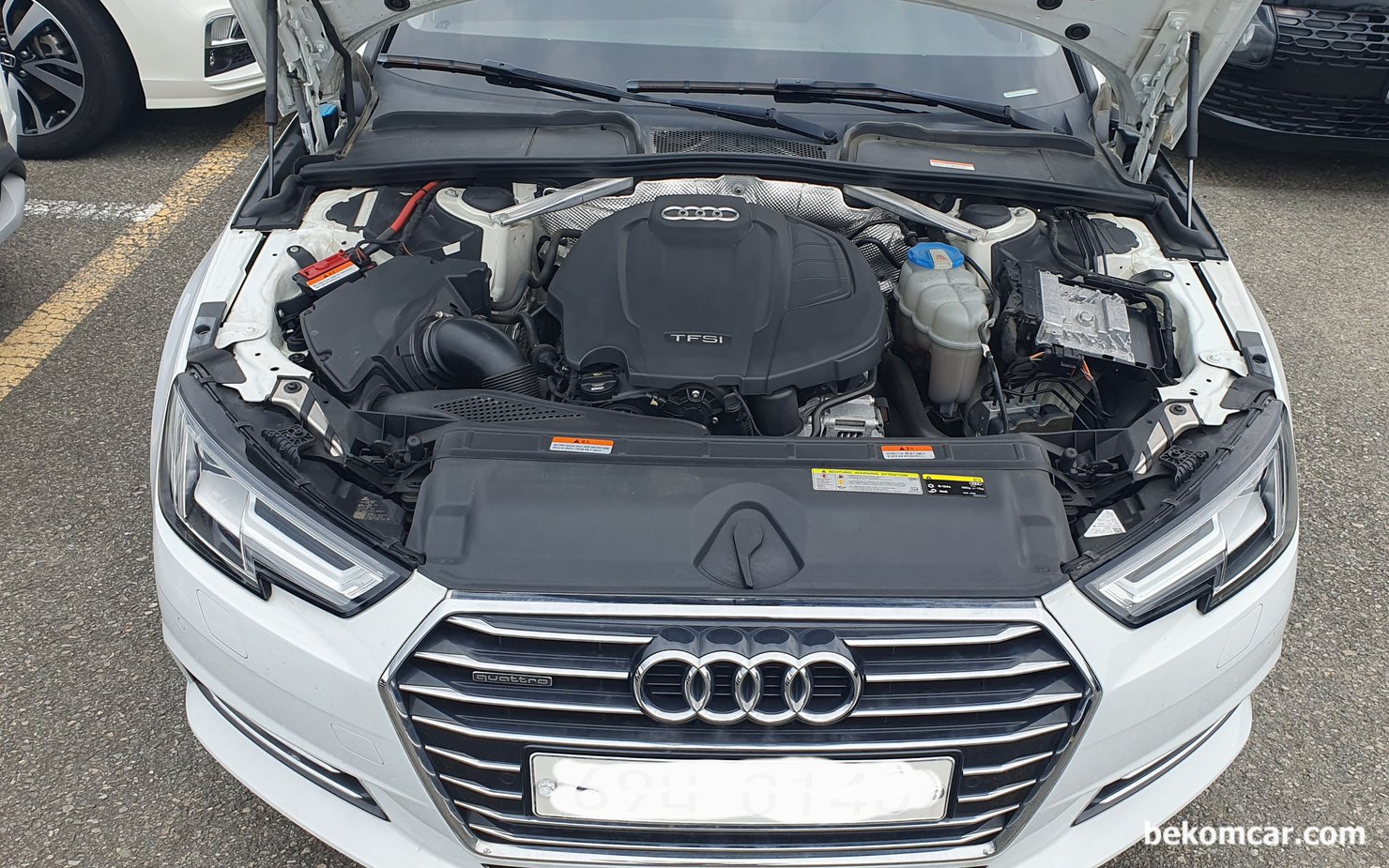 아우디 2016년 A4 B9 TFSI QUATTRO 실린더압측압력 진단 기록, 아우디 2016년 A4 B9 TFSI QUATTRO 실린더 압측압력 진단 기록이다. 외관 내장 각조기능 엔진룸 하체등 전체적으로 상태가 좋으나 엔진헤드 및 타이밍 드 작업이 필요할 것으로 진단된다. 엔진룸 육안점검 결과 누유나 누수등 일절 없고 알터네이터도 새것으로 교환되어 있고 모든것이 매우 좋은 상태의 A4 이다.|ベコムカー (bekomcar)