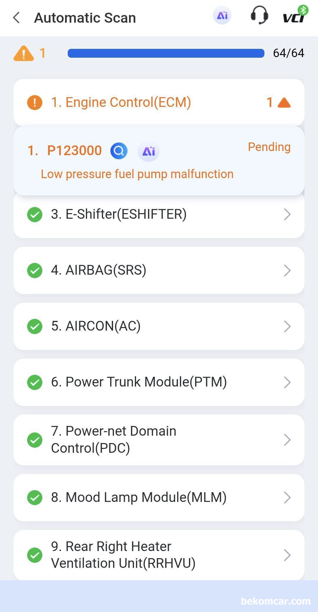 현대자동차 그랜저 2023년 LPG 차량 주행중 시동꺼짐, 저압펌프 고장코드 'P123000', 스캐너 진단시 저압펌프 고장코드  'P123000 Fuel Pump Malfunction / Low-Pressure Fuel Pump Circuit Malfunction' 가 스캔된다. 간단 진단 차량은  현대자동차 그랜저 2023년 LPG 차량 이다.|贝科姆汽车 (bekomcar)