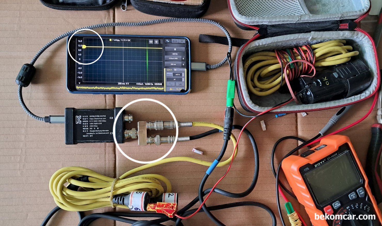 スライドショーはこちらをクリックしてください。 HS512Max 2채널 스코프에 BNC분배기 사용|ベコムカー (bekomcar)