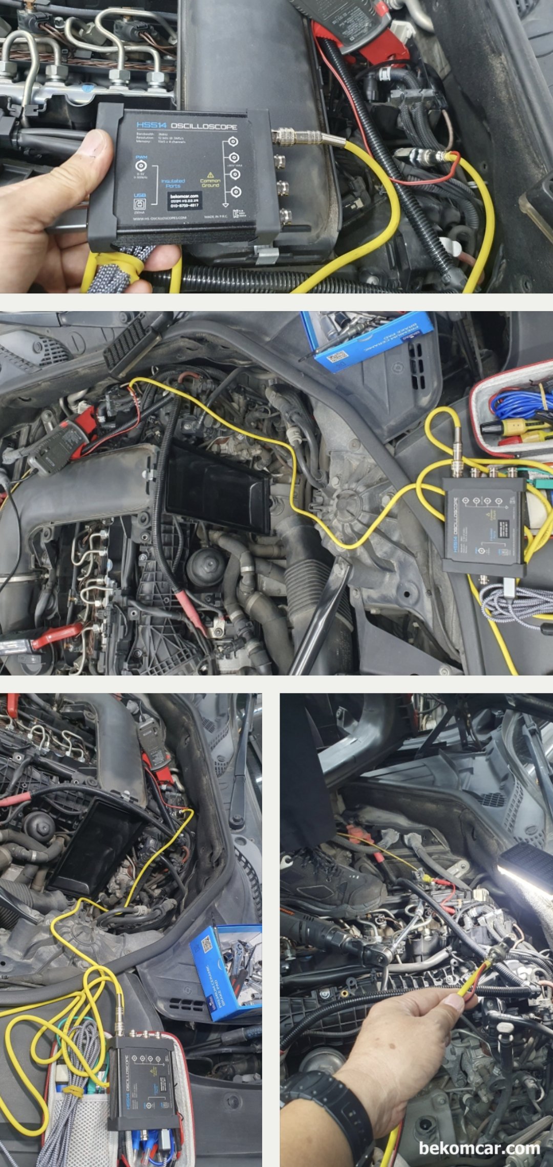 BMW F02 LCI 730Ld 디젤엔진 실린더압축압력 측정기록, 정비소 업무지원, 베콤카 고객 정비소에서 사용하는 피코 8채널 스코프와 NVH 모듈등이다. 이번에는 피코 8채널도 사용하고 Martin Loren 4채널 HS514도 함께 사용하였다. 둘 다 각 각 장단점이 있지만 정밀 진단이 가능한 12Bit ADC를 지원 하는것은 같다|بيكومكار (bekomcar)