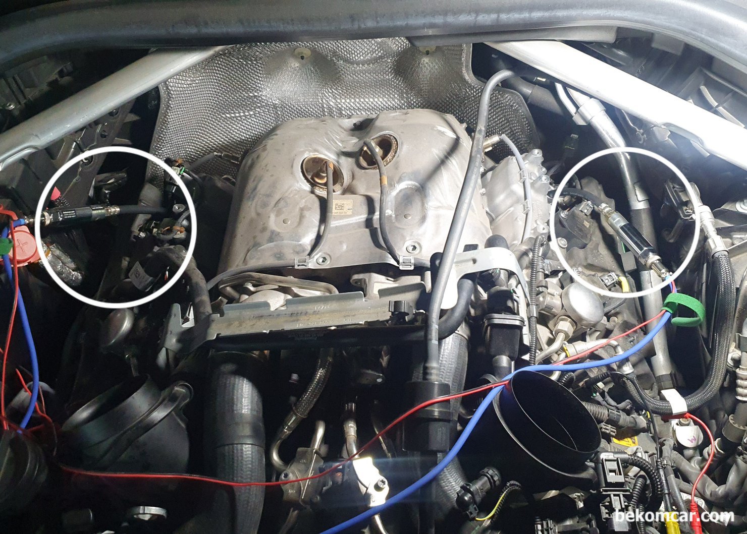 HS512MAX, 피코스코프 & PS16압력센서, BMW M50i 밸브트로닉 진단, 2022 BMW M50i V8 N63TU3 엔진진단 뱅크1 4번 실린더 그리고 뱅크2 8번 실린더에, 2개 PS16 압축압력센서를 장착하는 환경이다. 비교분석은 상당한 시간 절약을 해주고 진단의 정확성을 높여주는데 도움이 된다. 스코프는 HScope 와 피크스코프 를 사용했다.|ベコムカー (bekomcar)